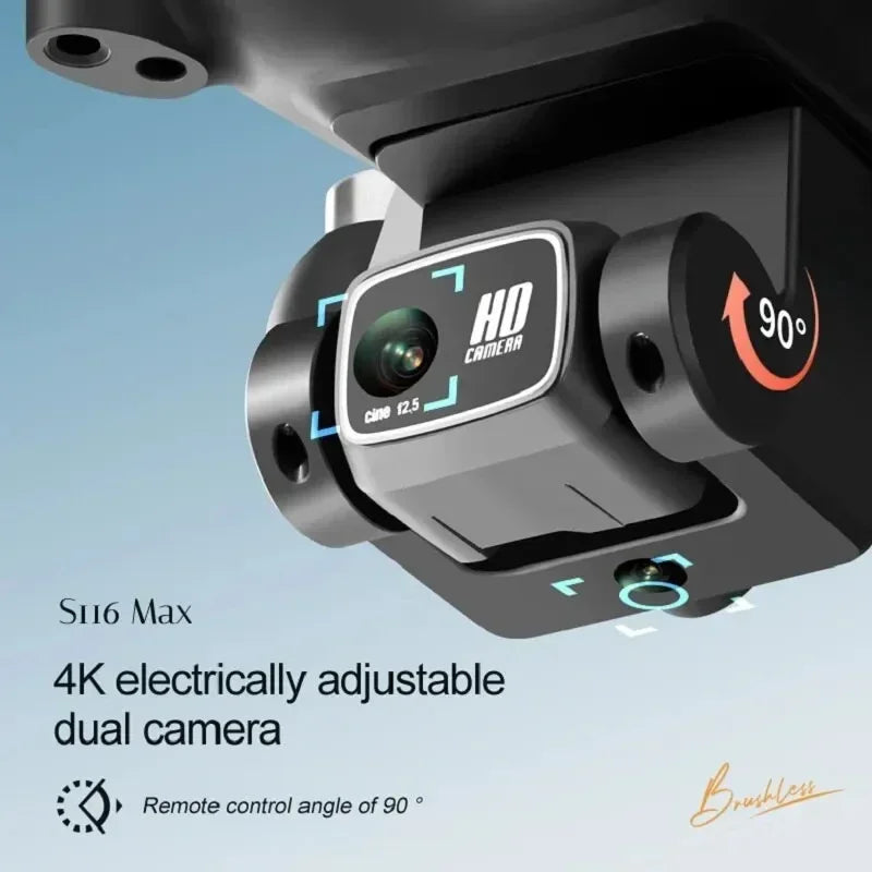 S116 Max Drone Professional with Three Batteries 8K Dual Camera Optical Flow Brushless 360 Degree Obstacle Avoidance WIFI FPV RC Drone Toys