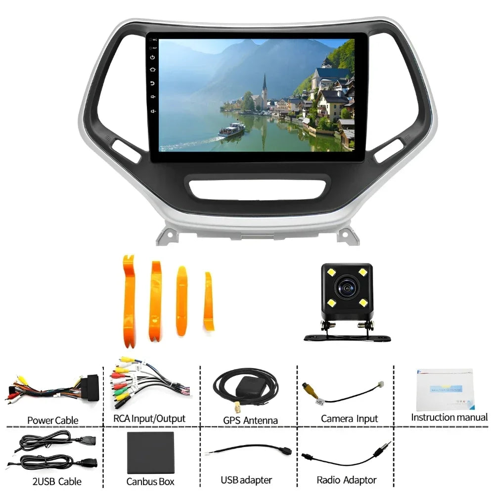 2 Plus 32 G Android 13 Car Radio for Jeep Cherokee 2013 to 2018 10 Inch Touchscreen Car Stereo with Apple Carplay Android Auto Bluetooth