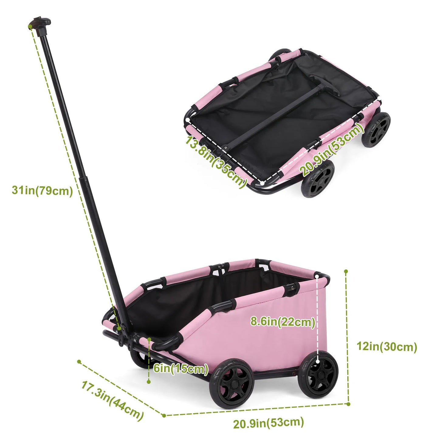 Small Pet Cart 4 Wheels Folding Dog Stroller Lightweight 360 Degrees Rotating Trolley Pet Stroller for Small Cats and Dogs