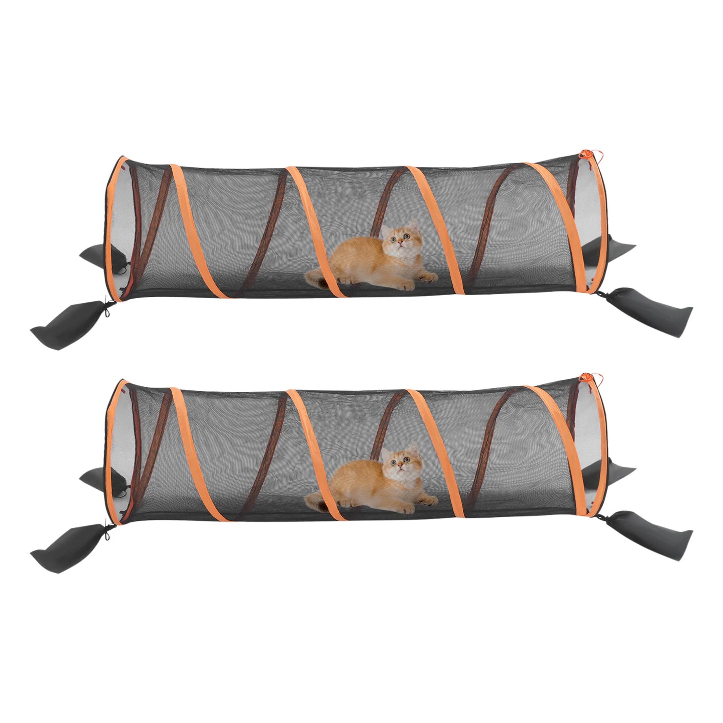 2PCS Foldable Cat Play Tunnel Cat Play House Pet Mesh Channel for Cats and Small Dogs