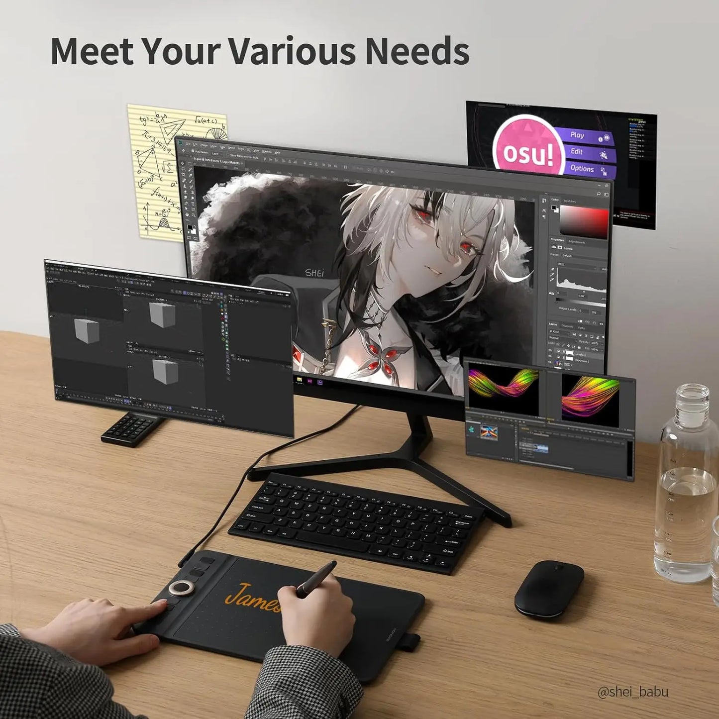 Gaomon WH851 Wireless Graphics Tablet Bluetooth 5.0 Connection 16K Levels Pen Pressure 8x5 Inch Drawing Tablet Android Supported