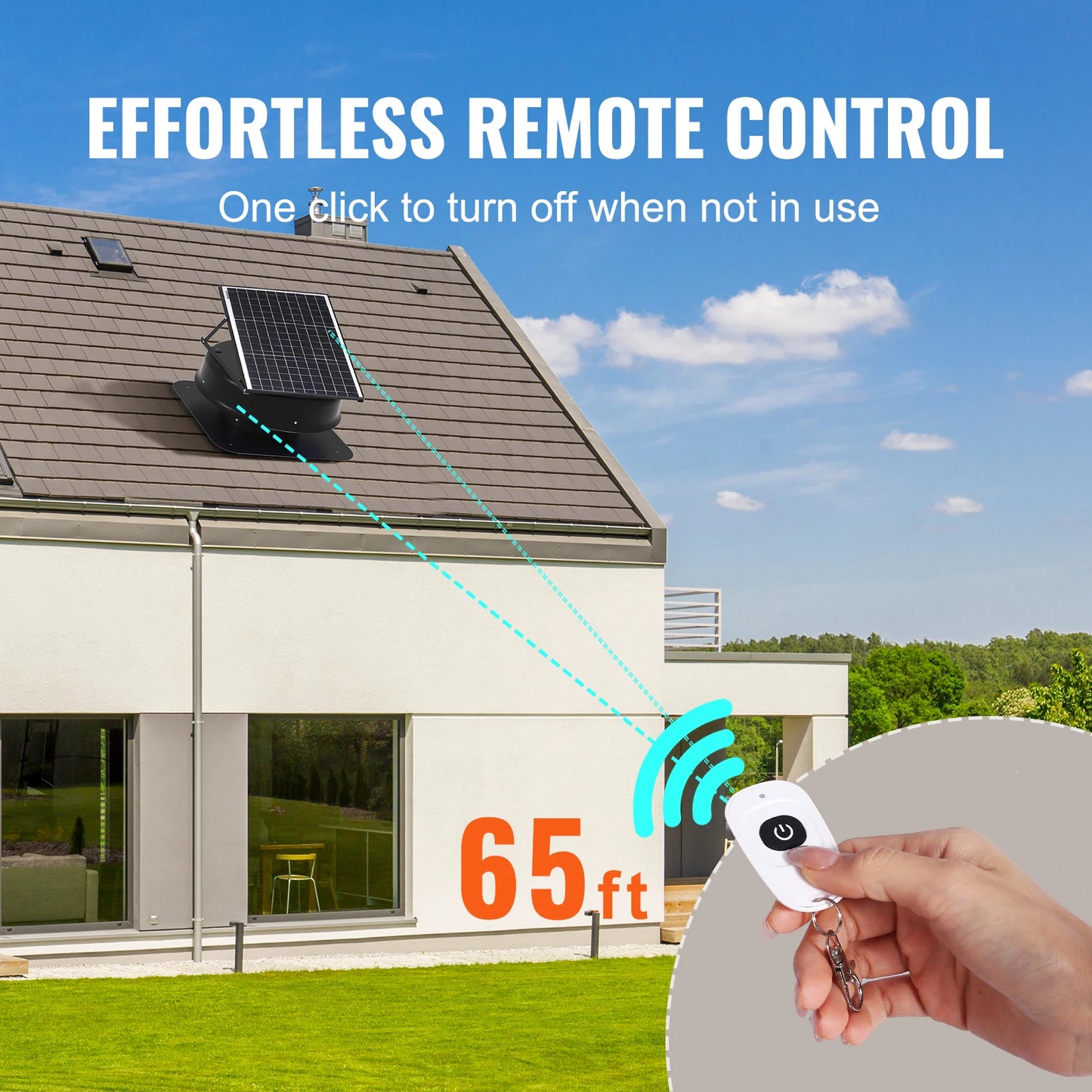 Vevor Solar Attic Fan 40 Watt 1230 CFM Large Air Flow Low Noise Weatherproof Roof Vent with 110V Smart Adapter