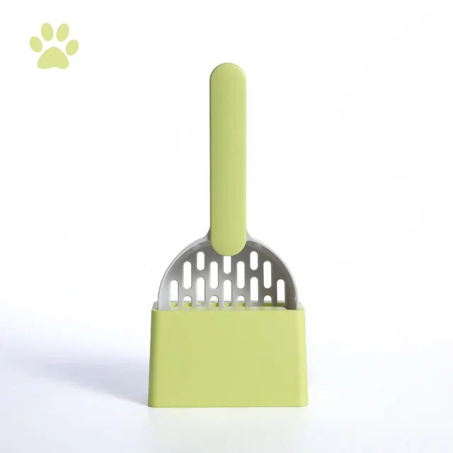 Cat Litter Scoop Plastic Cat Litter Shovel with Base Self Cleaning Cat Litter Box Tool Kitten Toilet Cleaning Supplies