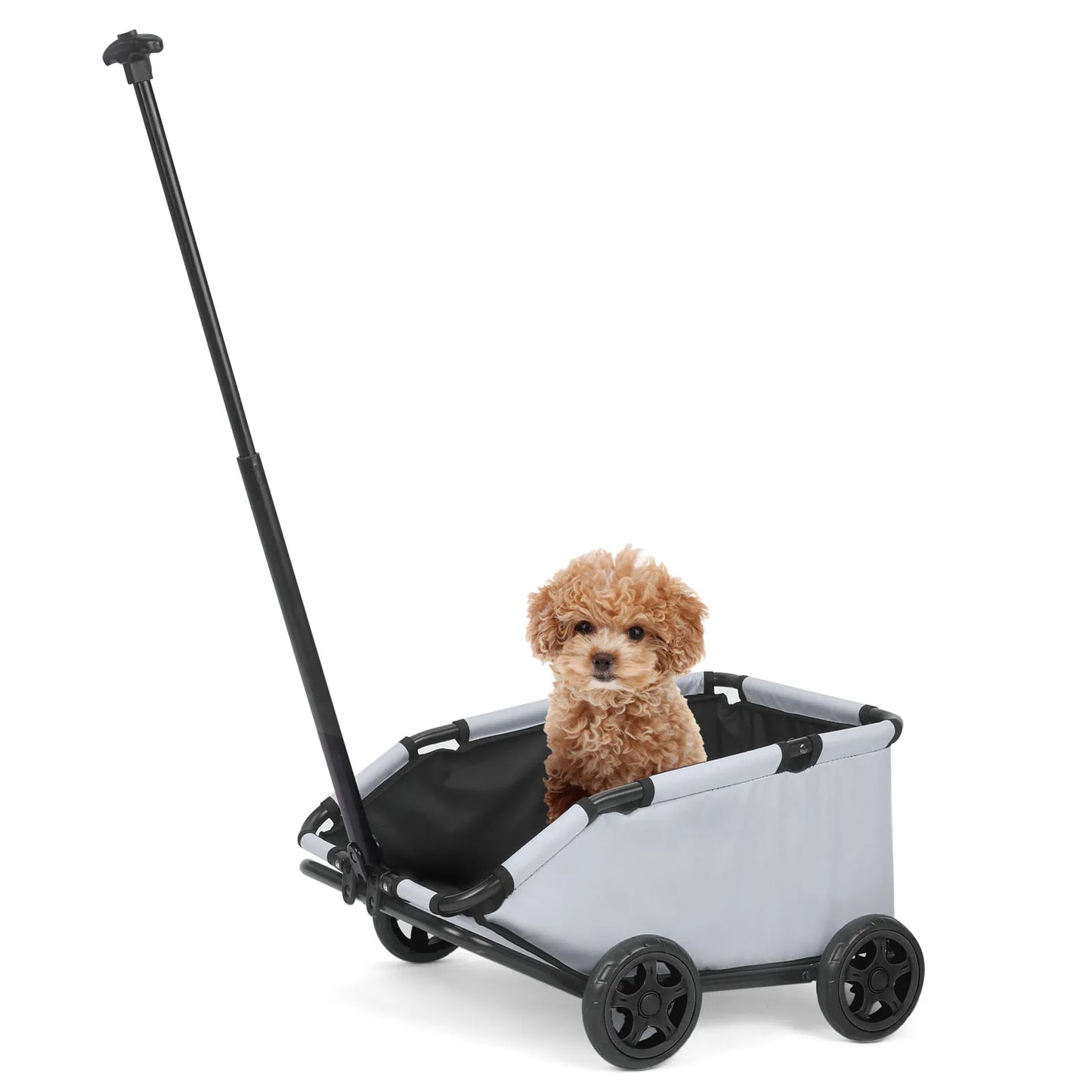 Small Pet Cart 4 Wheels Folding Dog Stroller Lightweight 360 Degree Rotating Trolley for Small Cats and Dogs