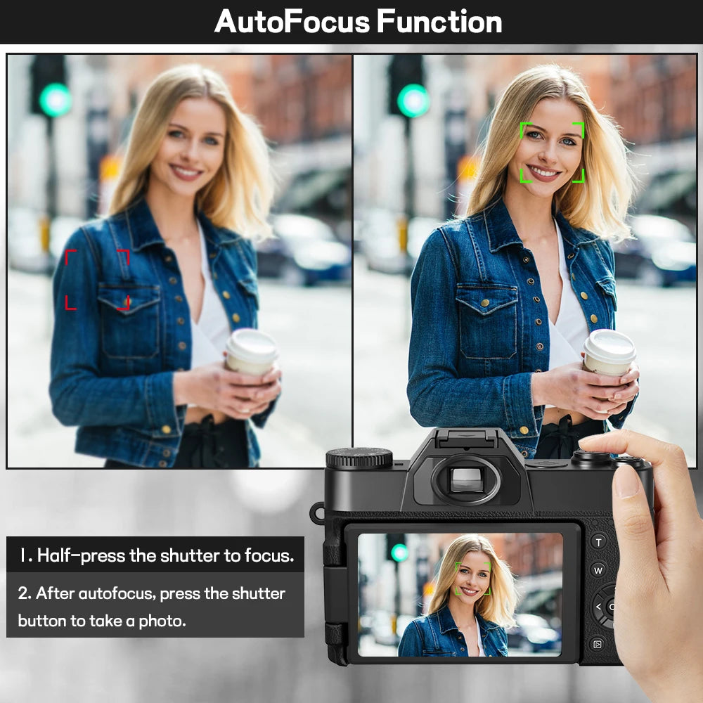 Compact Digital Photography Camera 4K Wifi Webcam Retro Vlog Recorder YouTube 64MP Camcorder 3 Inch Flip Screen Wide Angle Lens