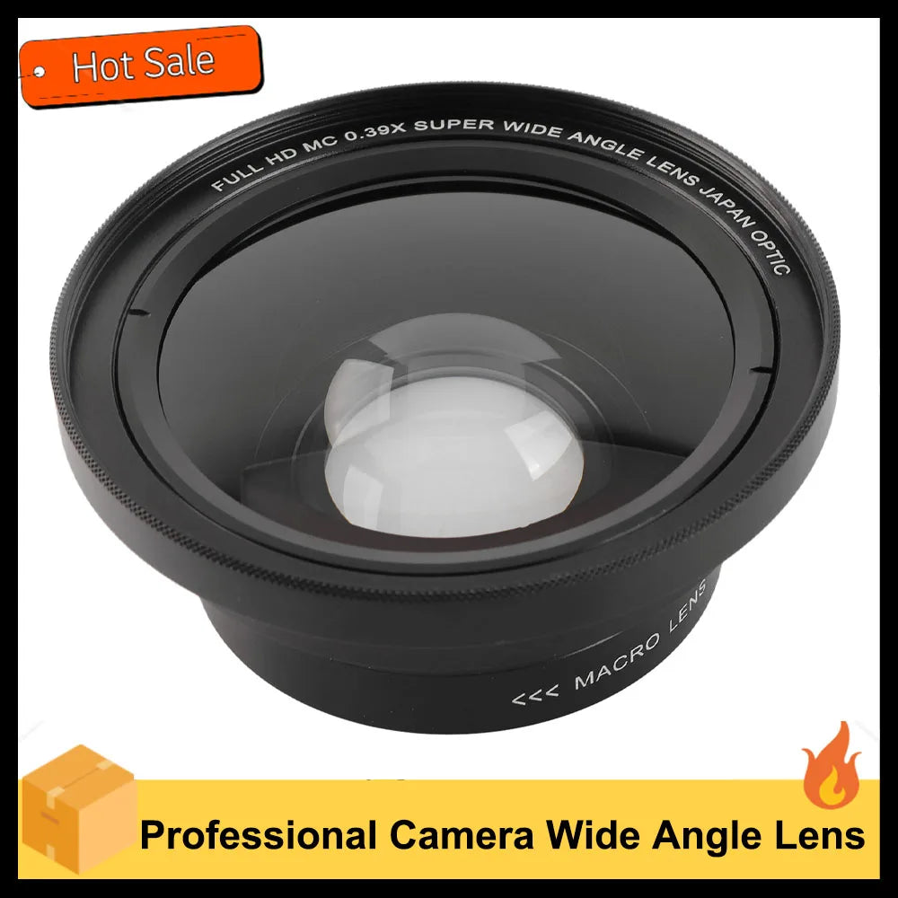Digital Video Camera Wide Angle Lens 0.39X 37mm Interface HD Professional Lens for DSLR and Mirrorless Cameras