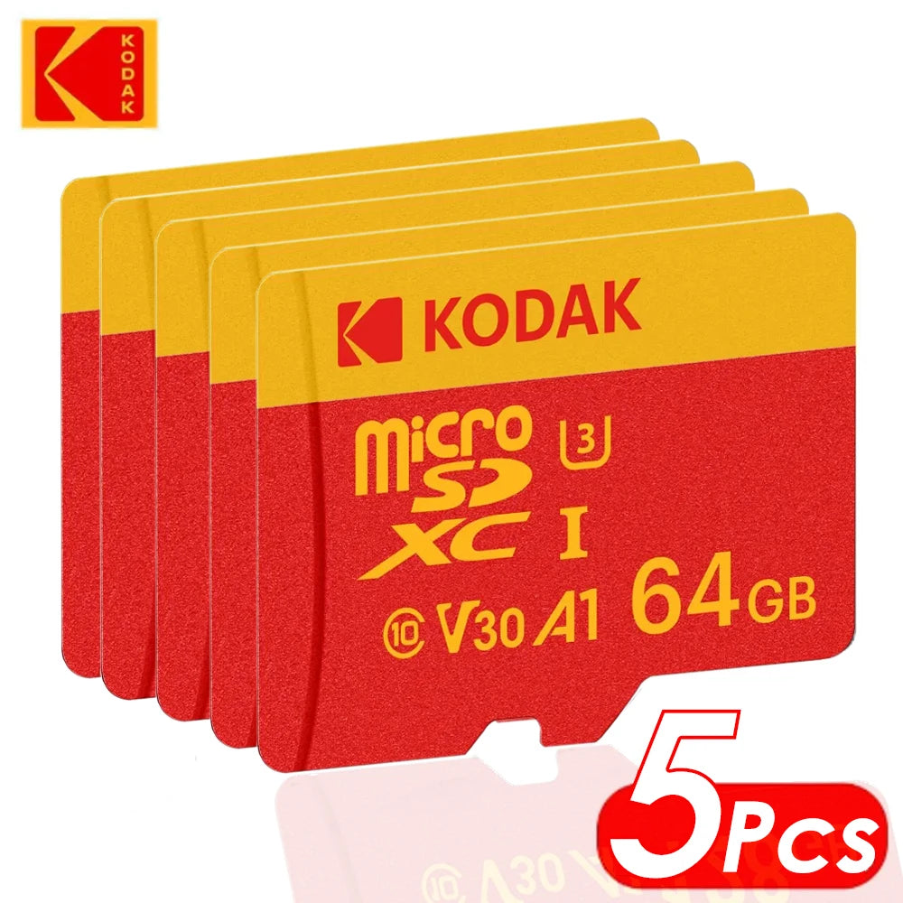 5Pcs Kodak MicroSD Card Class 10 U3 4K High Speed Flash Memory TF Cards for Phone Tablet Camera Laptop
