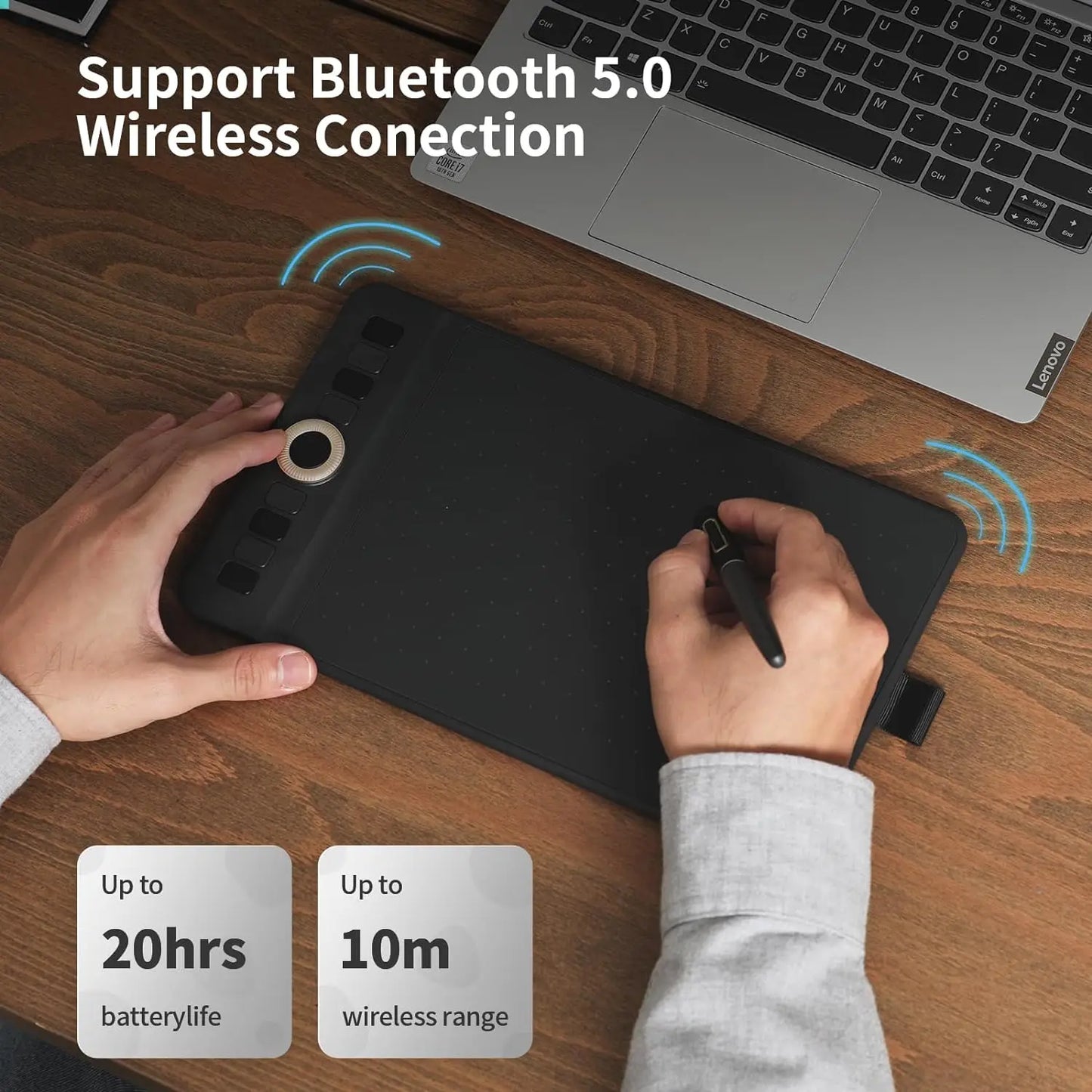Gaomon WH851 Wireless Graphics Tablet Bluetooth 5.0 Connection 16K Levels Pen Pressure 8x5 Inch Drawing Tablet Android Supported