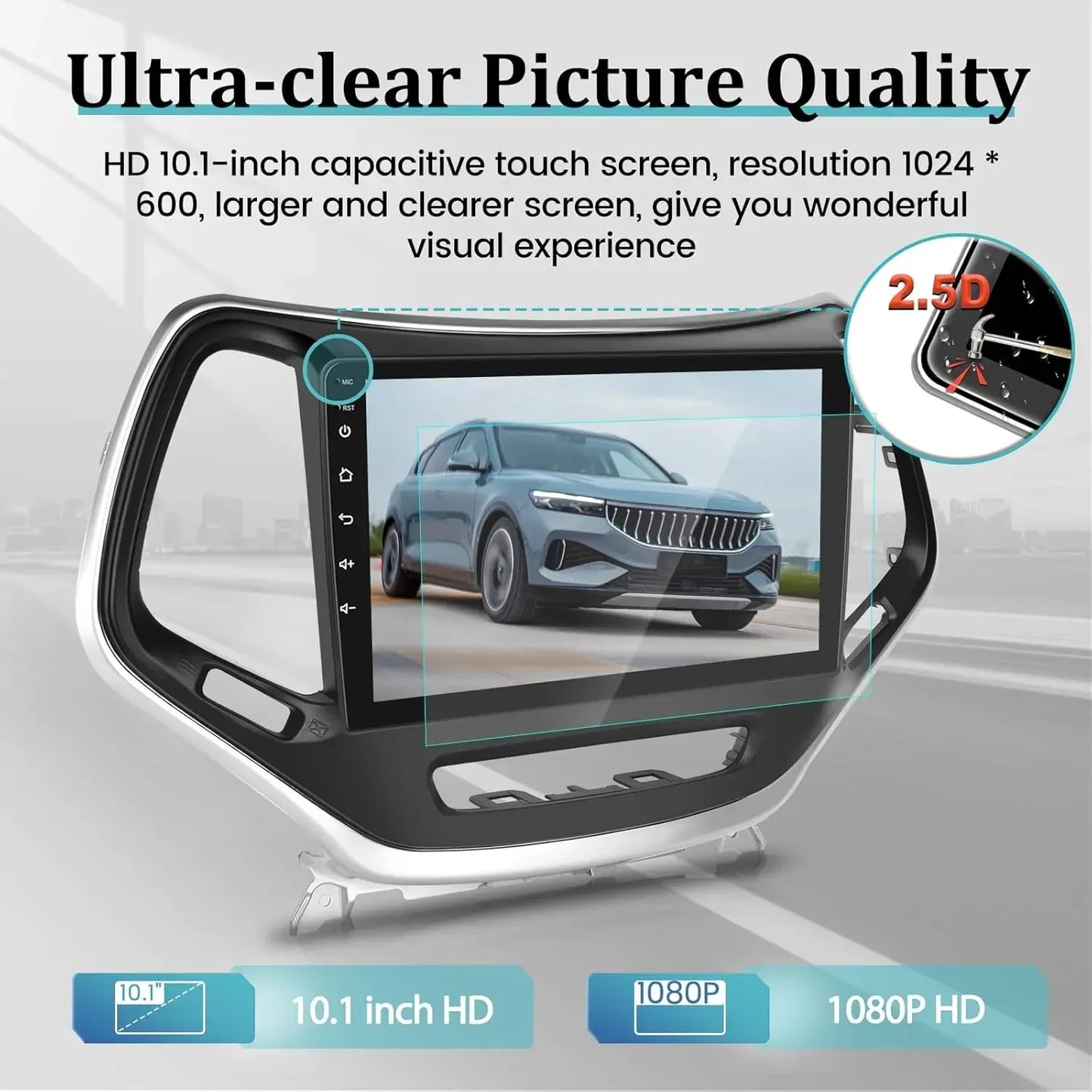 2 Plus 32 G Android 13 Car Radio for Jeep Cherokee 2013 to 2018 10 Inch Touchscreen Car Stereo with Apple Carplay Android Auto Bluetooth