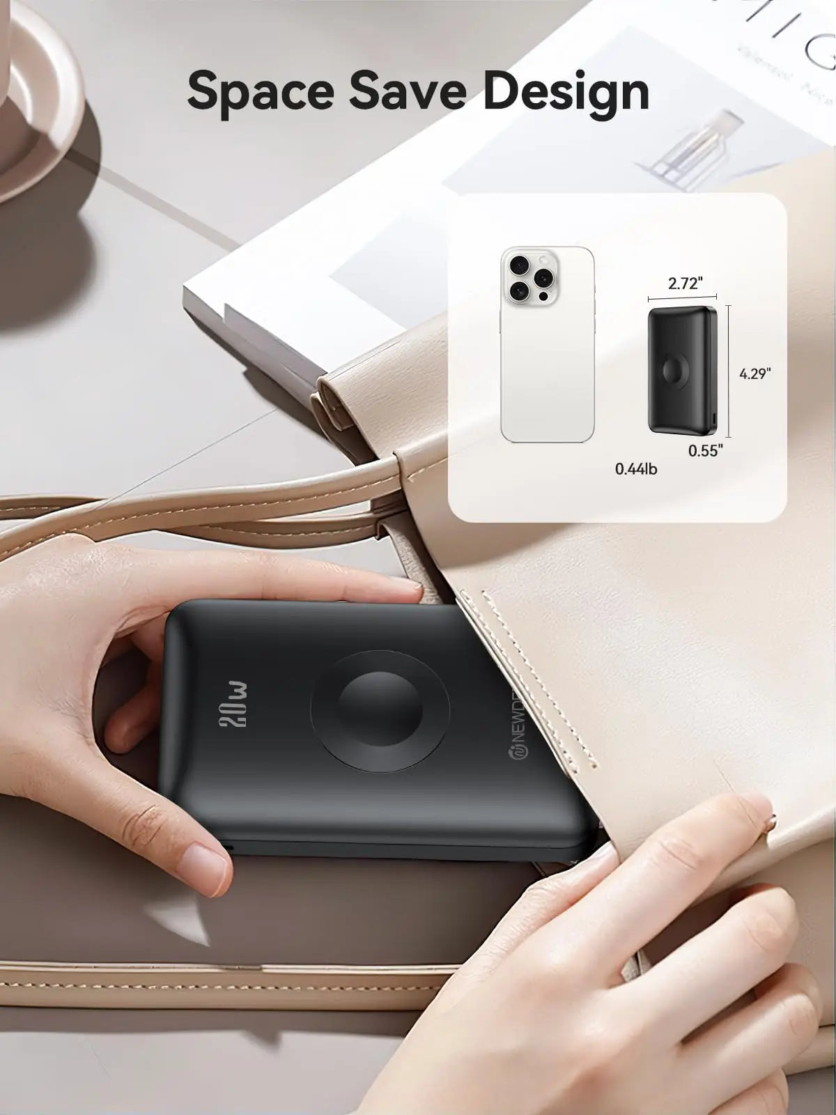 Newdery 10000mAh Magnetic Wireless Power Bank for Apple Watch iPhone 16 15 Galaxy
