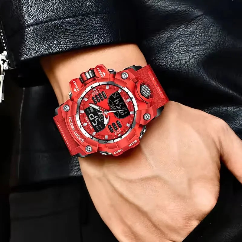 LIGE Waterproof Luxury Sport Chronograph Alarm Wristwatch for Men Military Quartz Digital Clock