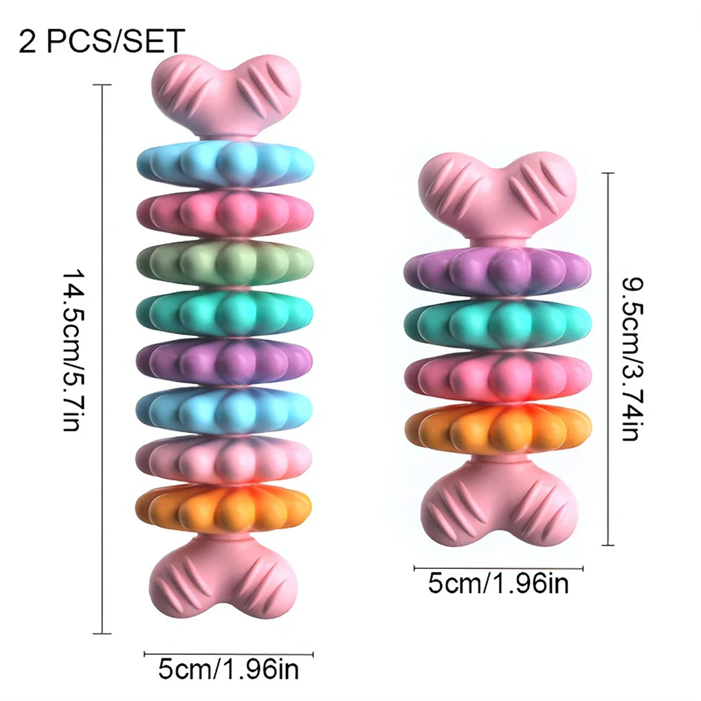 2PCS Set Pet Toy Dog Chew Bone Multi Color Durable Teething Resistant Design for Gnawing and Dental Care