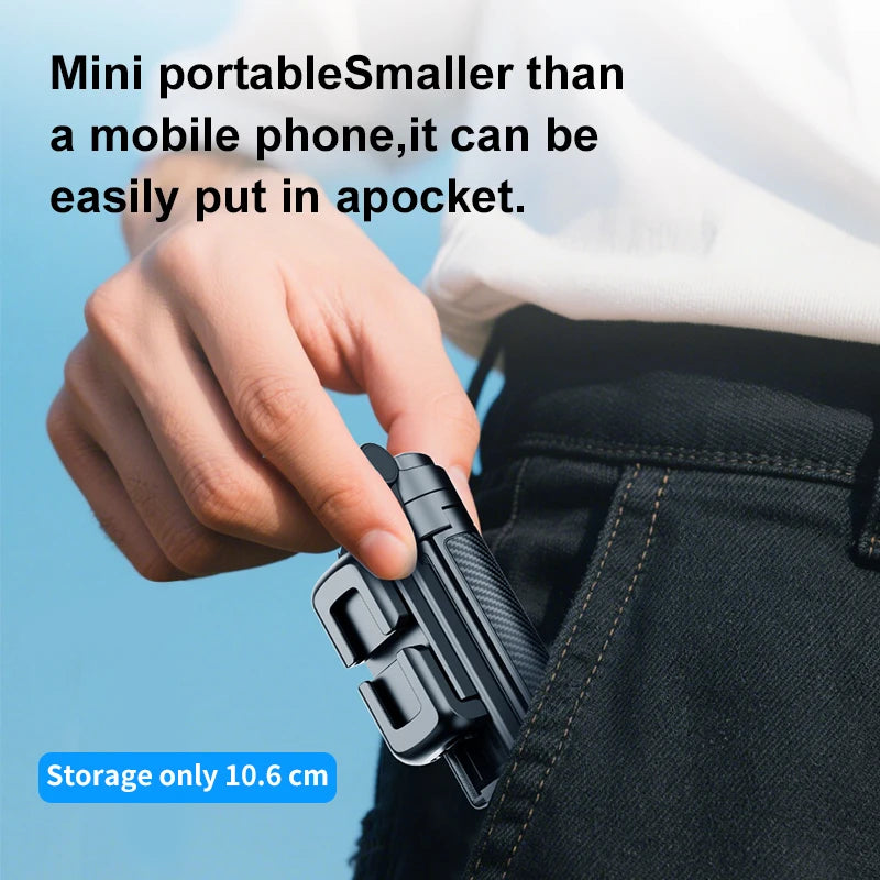 Mini Pocket Selfie Stick Tripod Stand with 360 Degree Rotation Phone Holder and Detachable Bluetooth Remote for Live Streaming