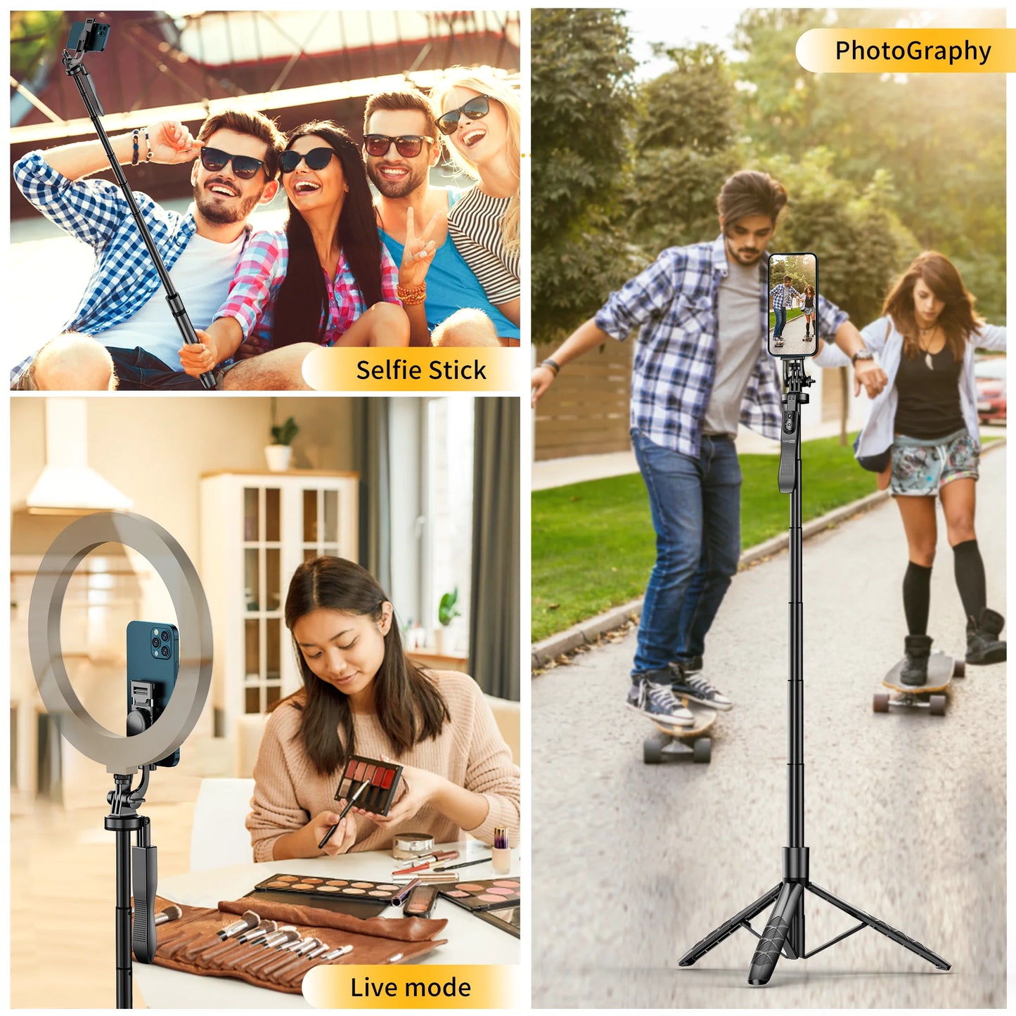 L16 1570mm Wireless Selfie Stick Tripod For GoPro Phones