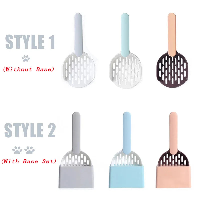 Cat Litter Scoop Plastic Cat Litter Shovel with Base Self Cleaning Cat Litter Box Tool Kitten Toilet Cleaning Supplies