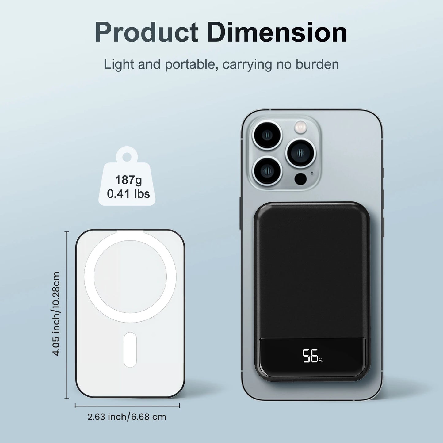 Magnetic Wireless Portable Charger Power Bank 10000mAh PD20W with Built-In LED Display for iPhone 16 15 14 13 12 Pro Mini Pro Max