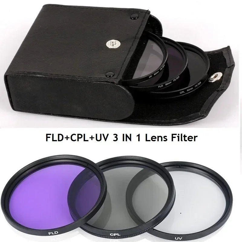 Lightdow 3in1 UV CPL FLD Lens Filter Set 49mm to 82mm Polarized Camera Filter Set with Bag RU USA ES Overseas Warehouse Delivery