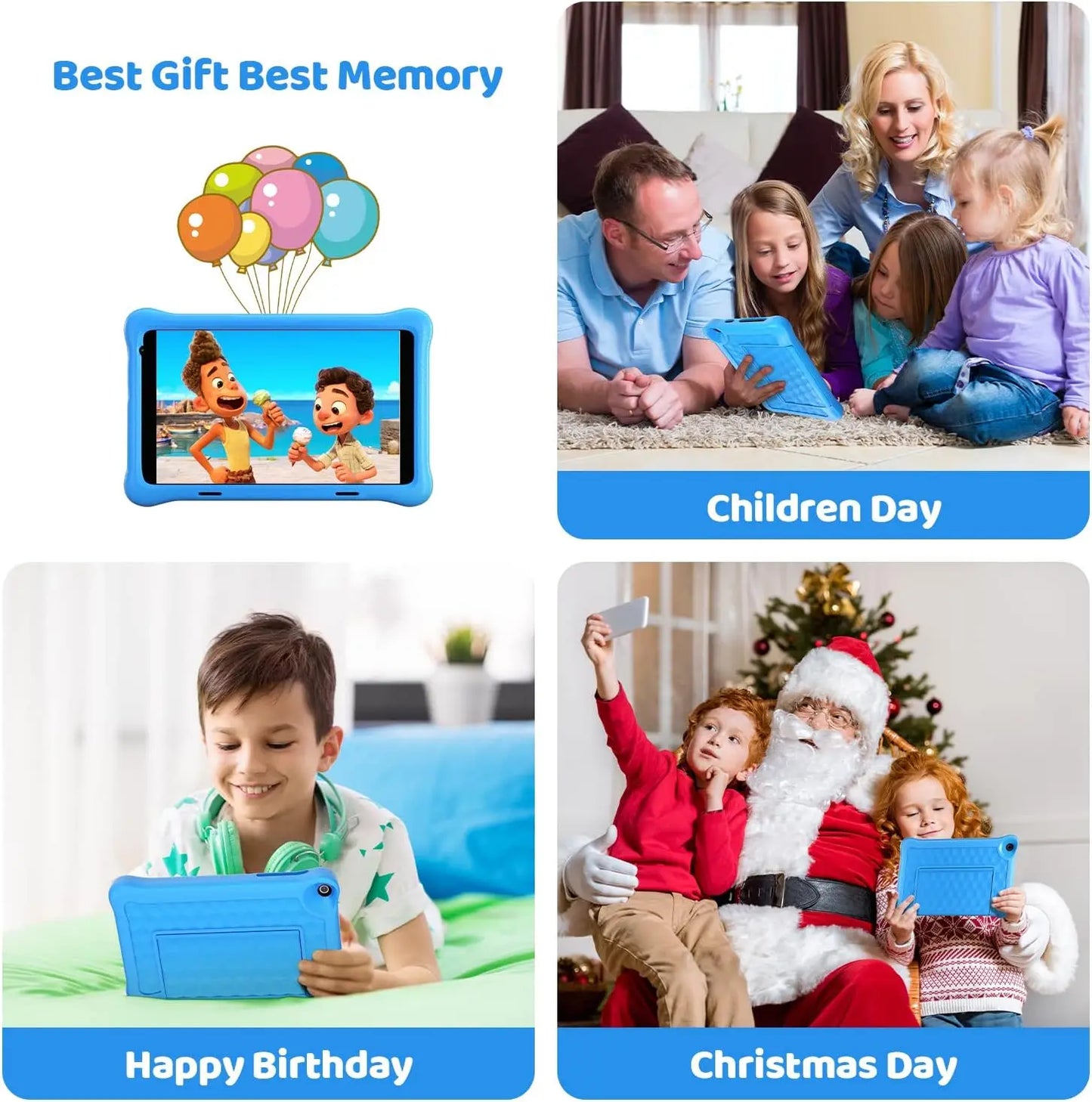 8 Inch Kids Tablet Android 11 Learning Tablet Quad Core Processor 2GB RAM 32GB Storage 128GB Expansion 5000mAh Child Eye Protection with Case