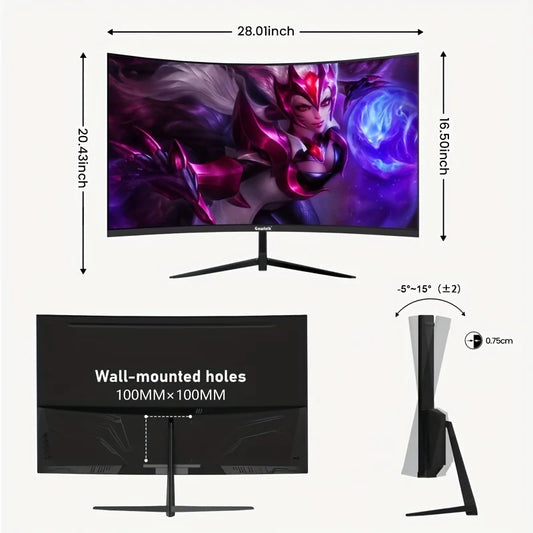 32 Inch Ultra Wide Curved 165Hz Gaming Computer Monitor 1800R 2K QHD 2560x1440 DisplayPort