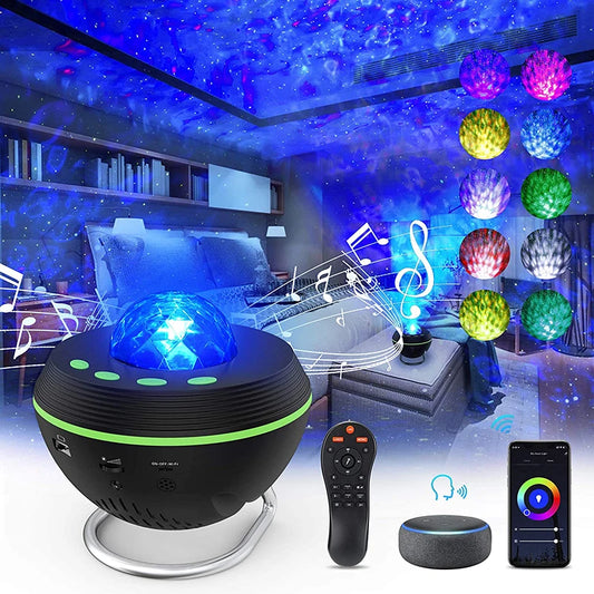 New WiFi Tuya Smart LED Star Galaxy Projector Ocean Wave Starry Sky Night Light Nebula Atmosphere Lamp Bluetooth USB Music Player