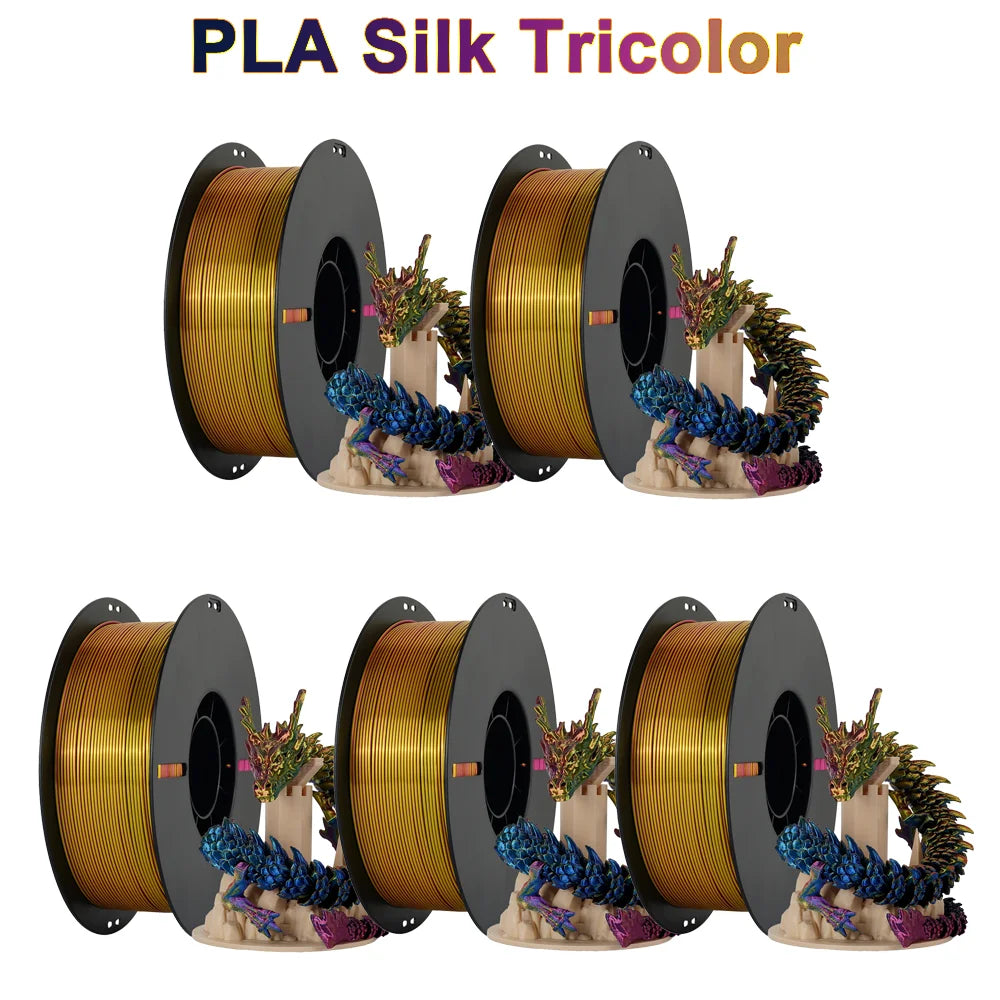 Tri Color Dual Color Silk Rainbow PLA Filament 1.75mm ±0.03mm Accuracy 3D Printer Filament Compatible with Most FDM Printers