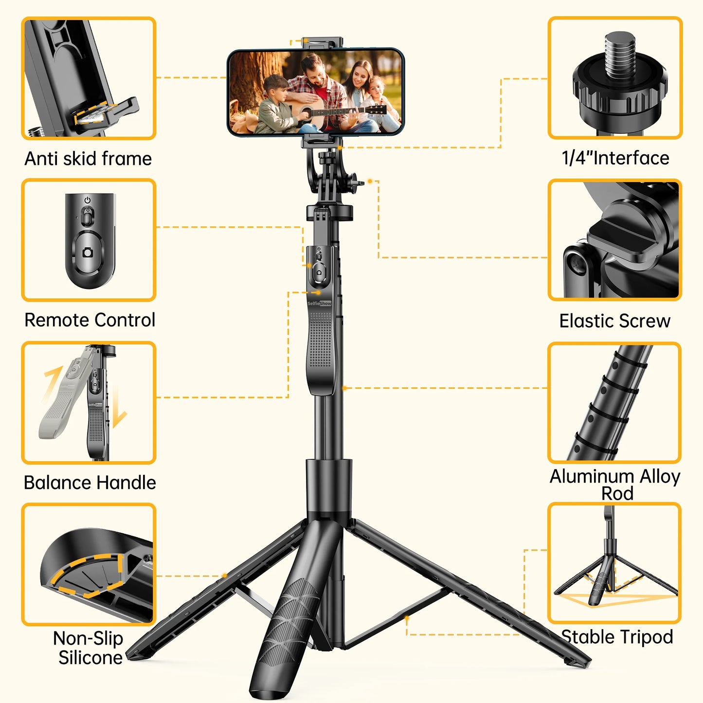 L16 1570mm Wireless Selfie Stick Tripod For GoPro Phones