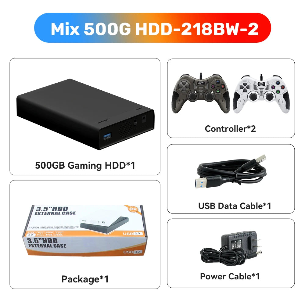 500GB Gaming HDD Retrobat Launchbox Playnite OS Retro Video Game Console for PS3 Switch Xbox PS2 Wii WiiU with 38200 Plus Games