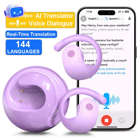 GreatWall AI Real Time Translation Wireless Bluetooth Earphones Supporting Over 100 Voice Languages Translation Headphones