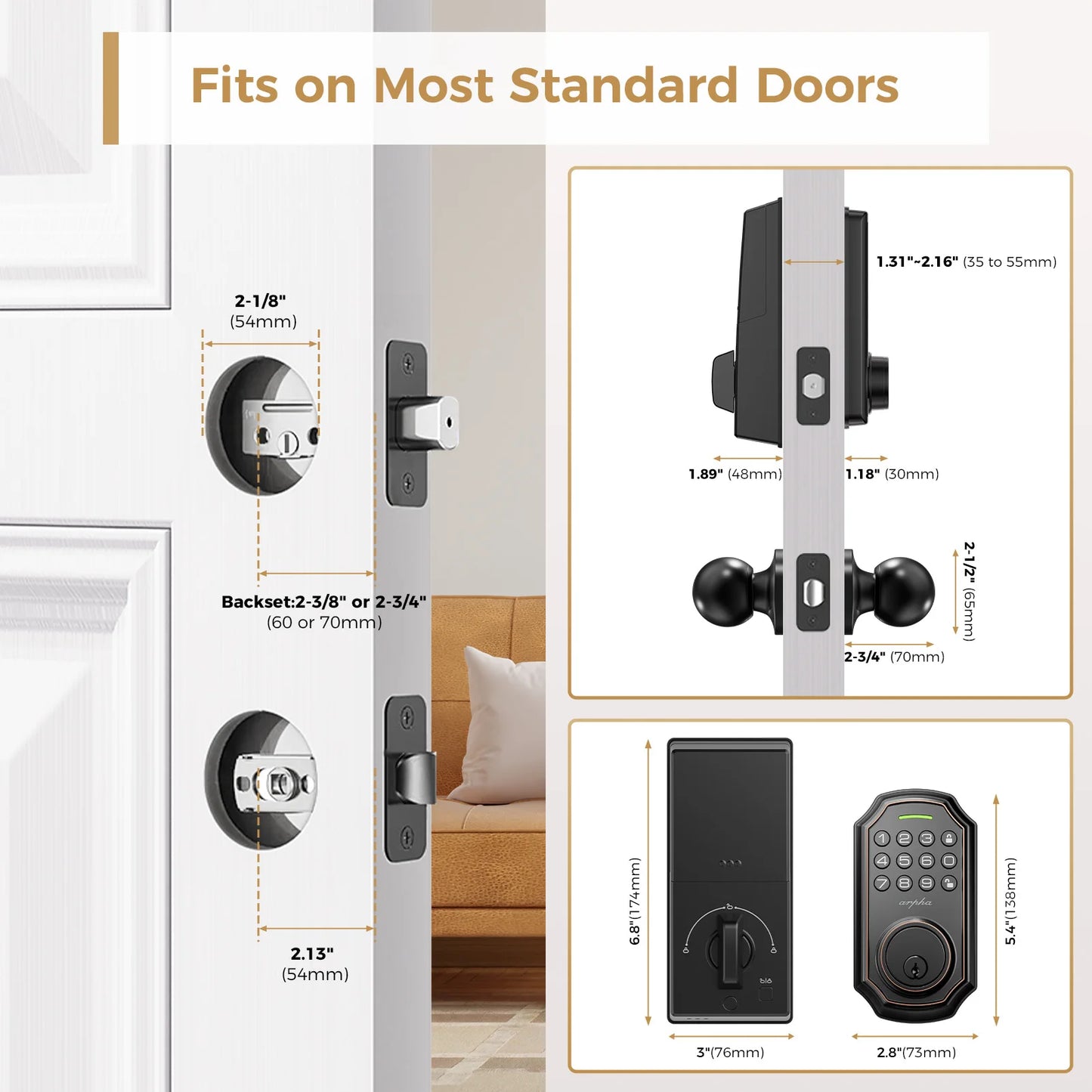 Arpha Smart Door Lock Keyless Entry With Digital Keypad