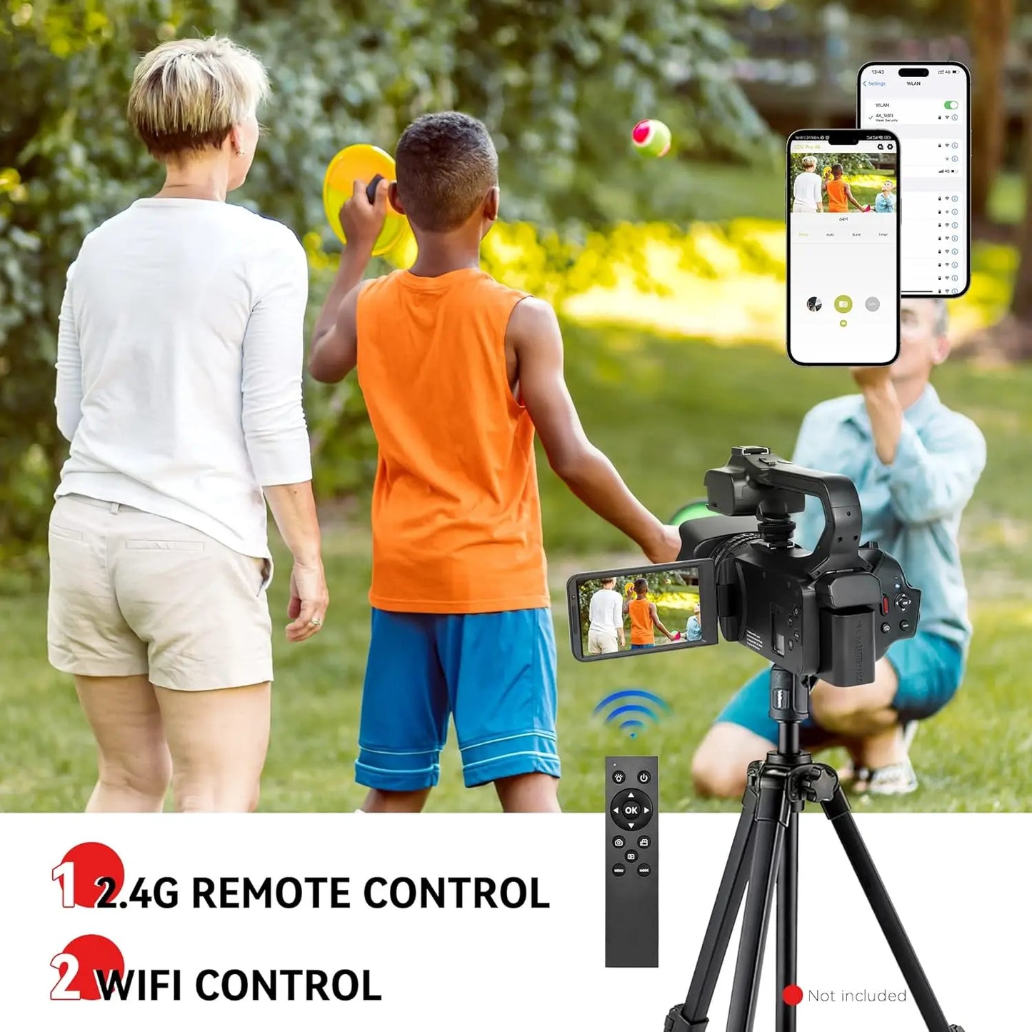 UHD 4K Video Camera Camcorder with 18X Digital Zoom 64MP Digital Camera Recorder 4.0 Inch Rotating Touchscreen 64GB SD Card