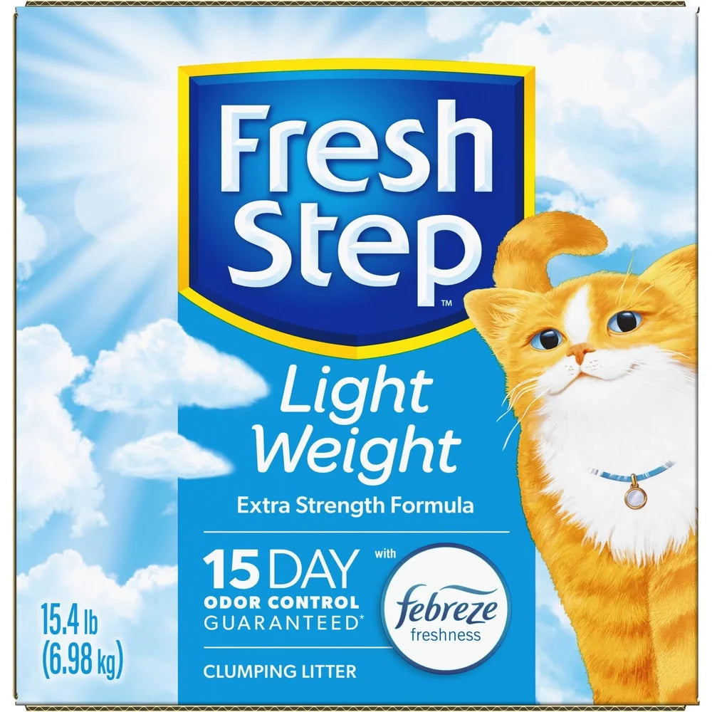 Lightweight Clumping Cat Litter with Febreze Odor Control 15 Days ClumpLock Technology Low Dust Easy Scoop Fresh Scent 30 Percent Lighter