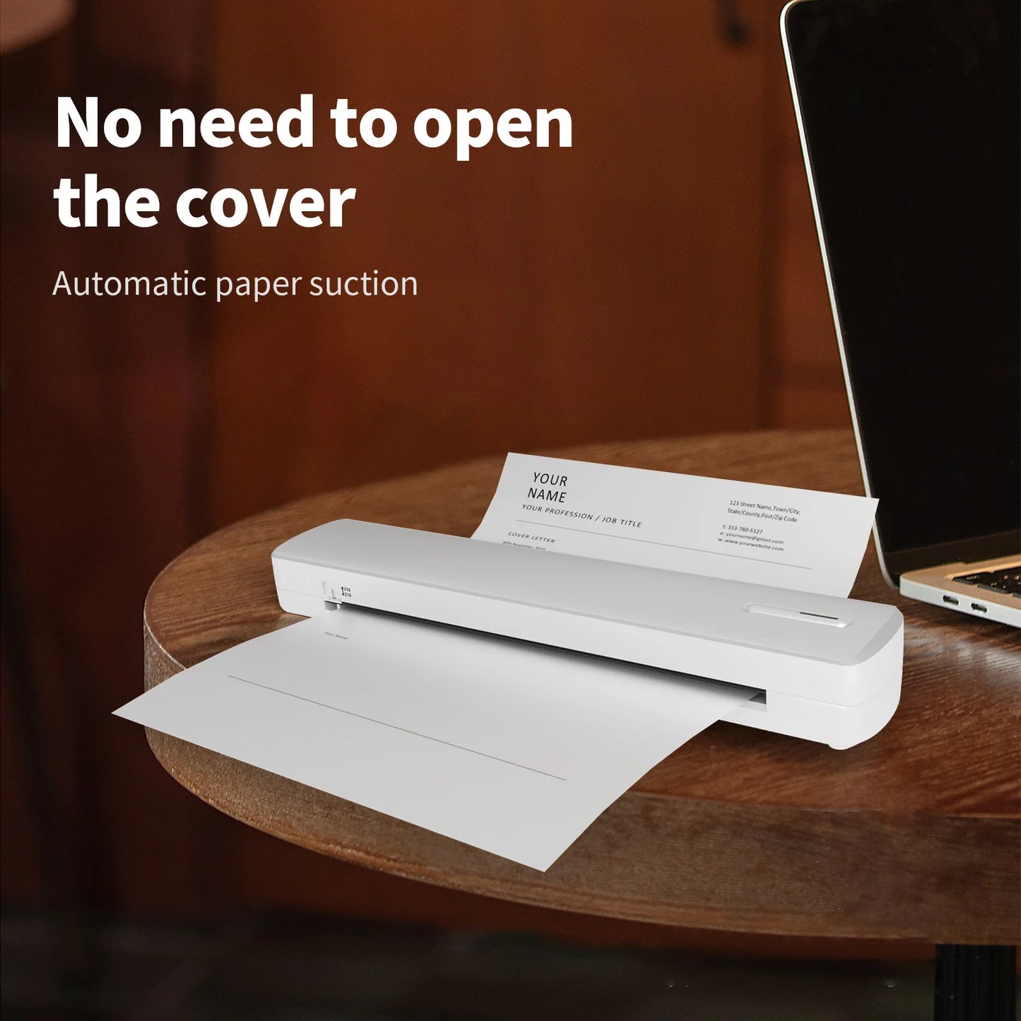 Portable Wireless Inkless Thermal Printer A4 C80 300DPI Mobile Printer for Android iOS Travel Work Home