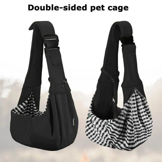 Small Pet Sling Holder Hands Free Reversible Pet Carrier Handbag Dog and Cat Sling Easy Portable