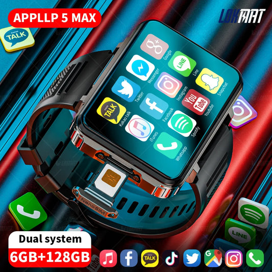 Lokmat Appll P5 Max Android Watch Phone Square Big Screen Wifi 4G Calls Smartwatch Dual Camera Flashlight Gaming Watch