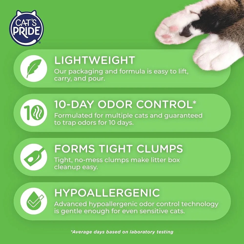 Premium Lightweight Clumping Cat Litter Hypoallergenic Odor Control Unscented Multi Cat Formula 10 Days Lasting Safe for Sensitive Cats