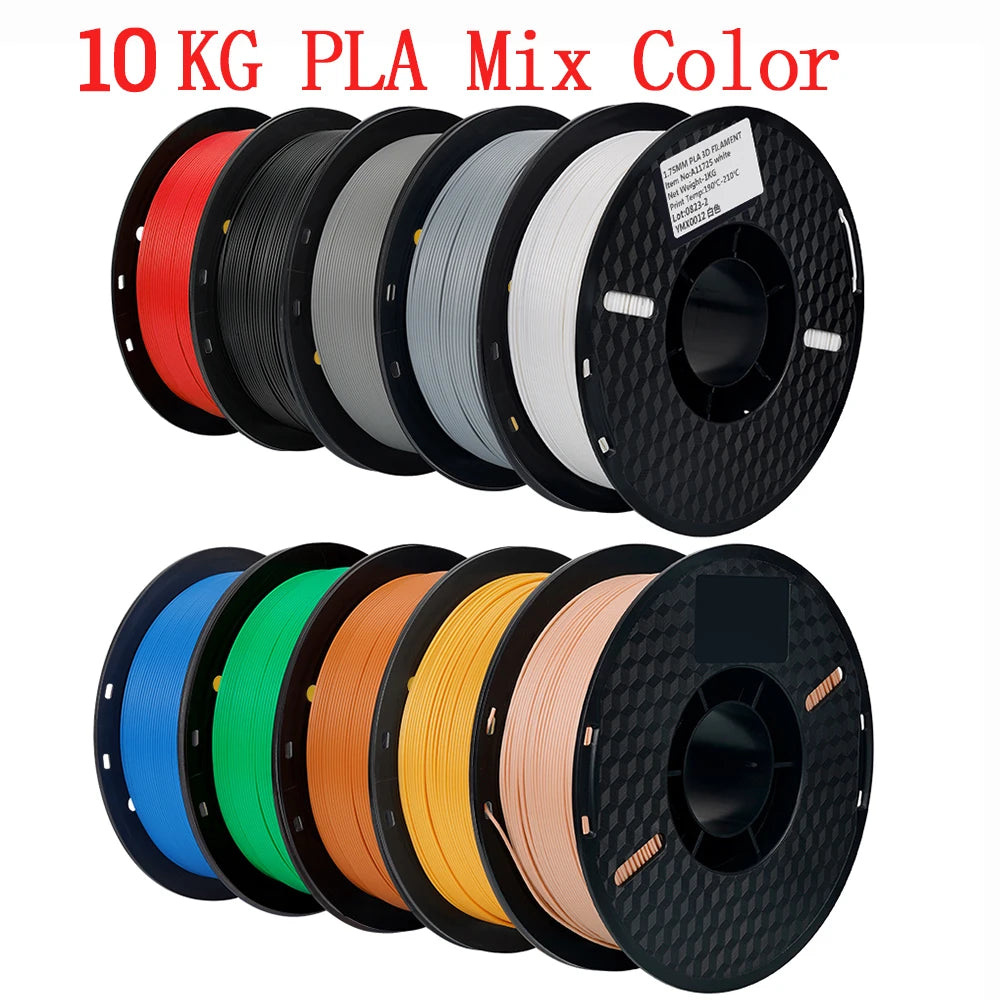 Kingroon 22 Pounds PETG PLA Filament 3D Printer Filament 10 Rolls 1 Kilogram 1.75 Millimeter Eco Friendly Good Toughness Mix Color Free Shipping