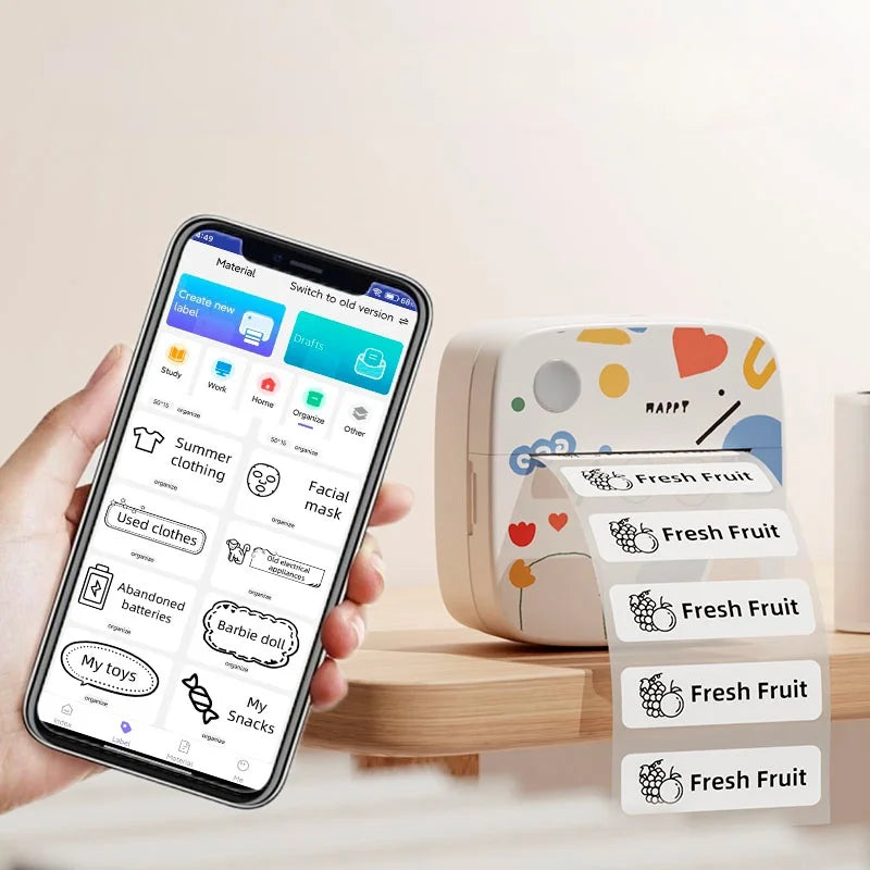 B4 Mini Portable Printer For Photo With 8 Roll Sticker Thermal Color Pocket Label Maker Bluetooth Office Printing