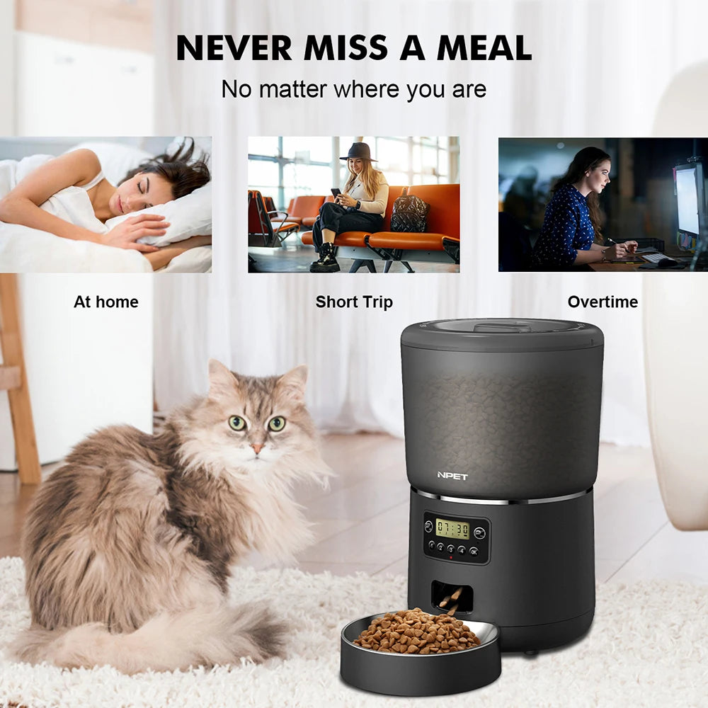 NPET 4L Smart Pet Feeder For Cats Dogs Stainless Bowl