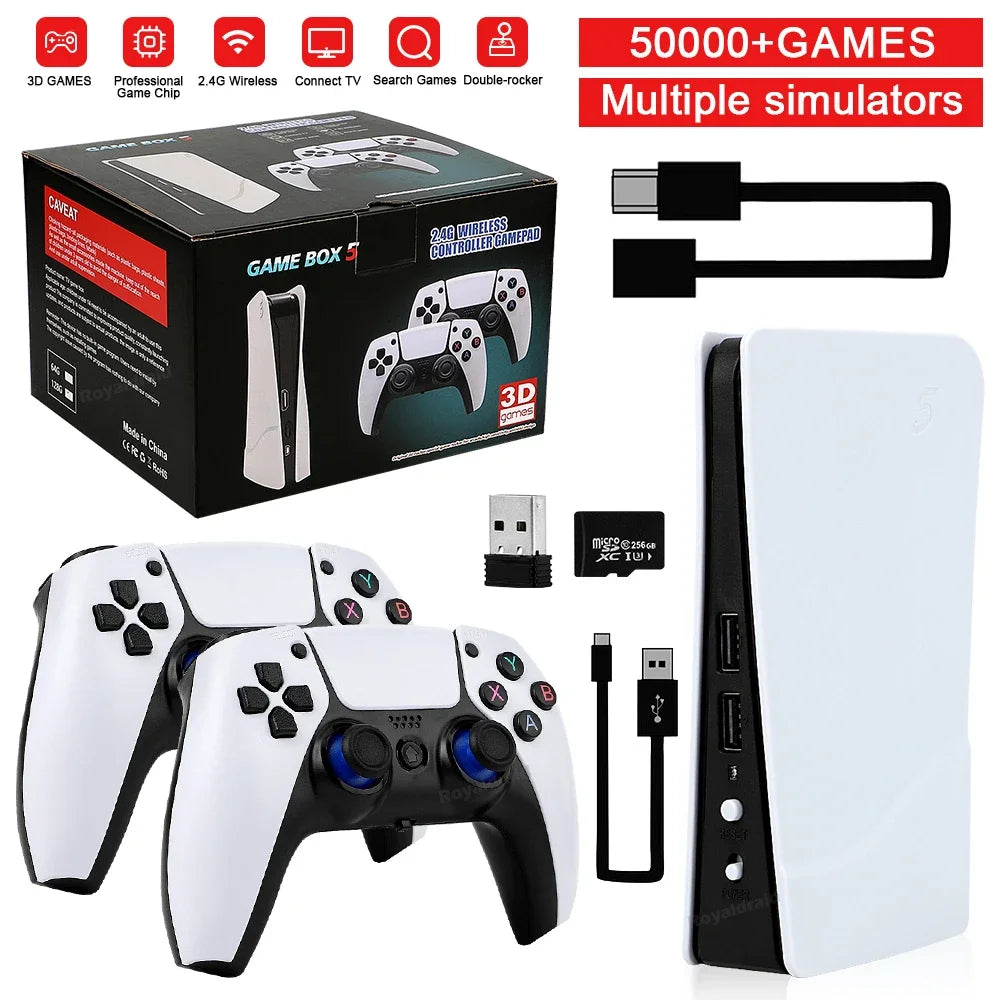 GB5 Video Game Console 256GB 128GB 64GB 50000 Retro Games HD TV Game Box Two Gamepads for PS1 PPSPP MAME Arcade Gaming Stick