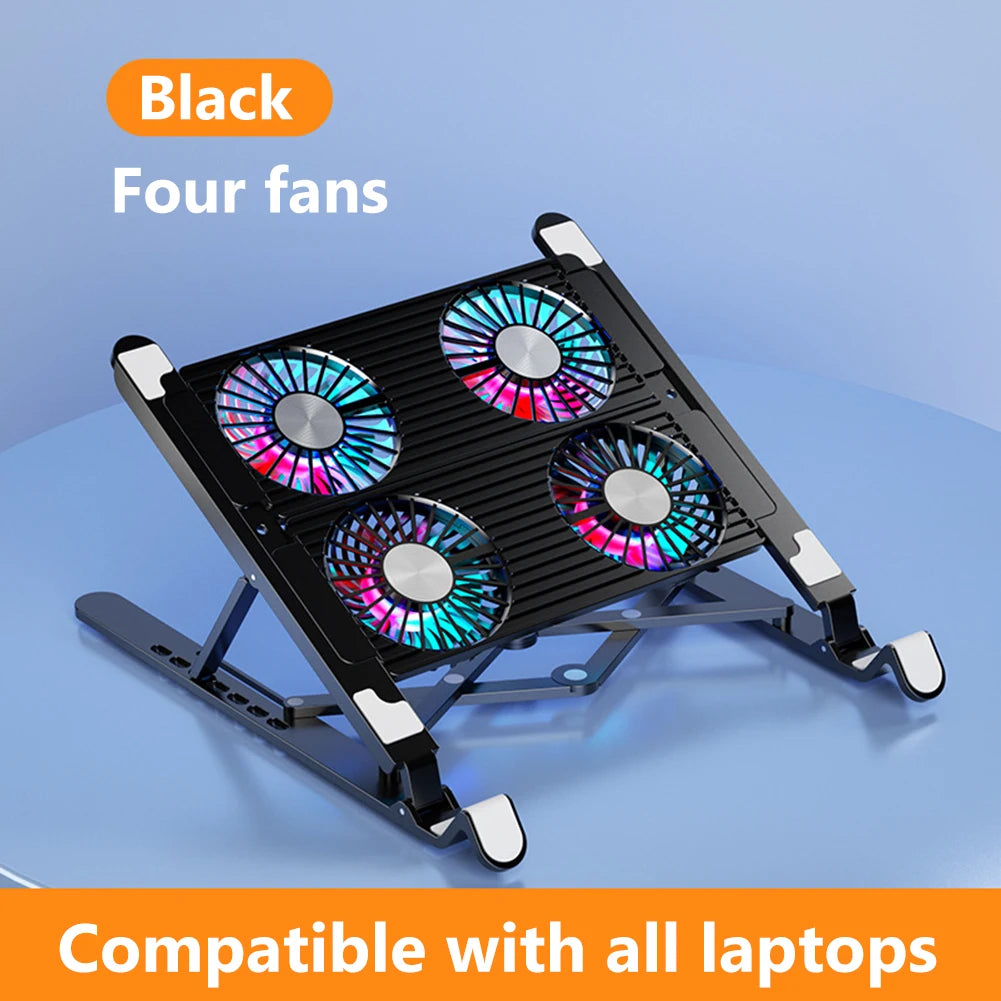 Laptop Cooling Pad with 2 or 4 Fans Foldable Notebook Stand RGB Silent Gaming Laptop Cooler Fan 7 Height for 11 to 17.3 Inch Notebook