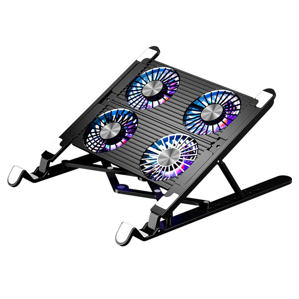 Laptop Cooling Pad with 2 or 4 Fans Foldable Notebook Stand RGB Silent Gaming Laptop Cooler Fan 7 Height for 11 to 17.3 Inch Notebook