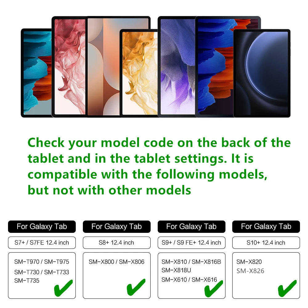 Keyboard Case For Samsung Galaxy Tab S10 Plus 12.4 S9 Plus S9 FE Plus S8 Plus S7 FE Magnetic Smart Keyboards Book Cover With Magic Backlight