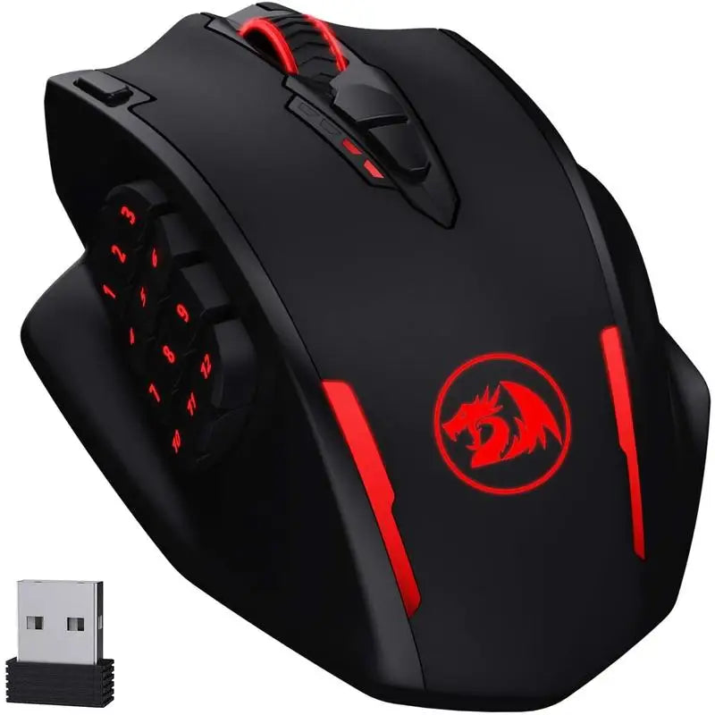 Redragon M913 Gaming Mouse 16000 DPI Wired 2.4GHz Wireless RGB Optical with 16 Programmable Buttons Black and White