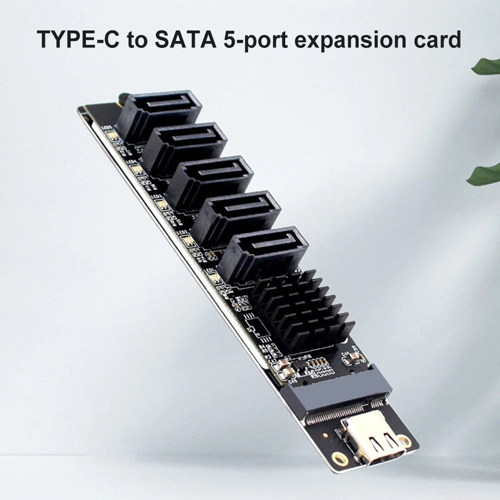 Type C To 5-Port SATA 3.0 Adapter Card 6Gbps JM575 JMS580 Chip USB C To SATA 3.0 Expansion Card For PC Computer