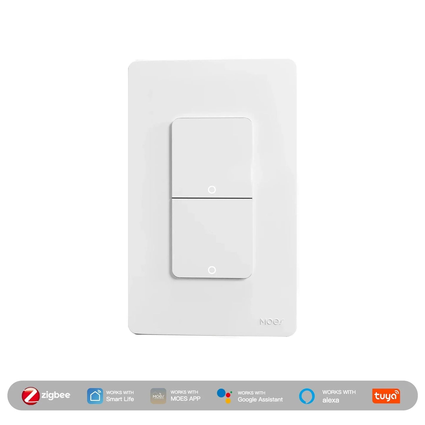 MOES Tuya ZigBee Smart Light Switch US Push Button Wall Switch Compatible With Alexa Google Home Neutral Wire No Neutral Wire Required