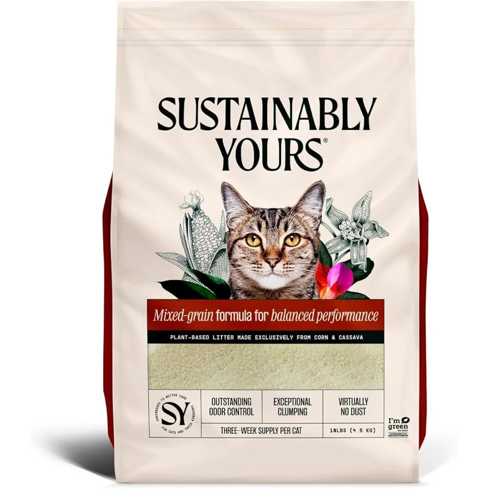 Cat Litter Unscented Natural Clumping Formula 10 Pounds Exceptional Odor Control Corn Cassava Multi Grain Clumping Pet Supplies