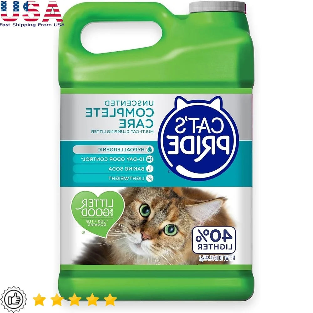Premium Lightweight Clumping Cat Litter Hypoallergenic Odor Control Unscented Multi Cat Formula 10 Days Lasting Safe for Sensitive Cats