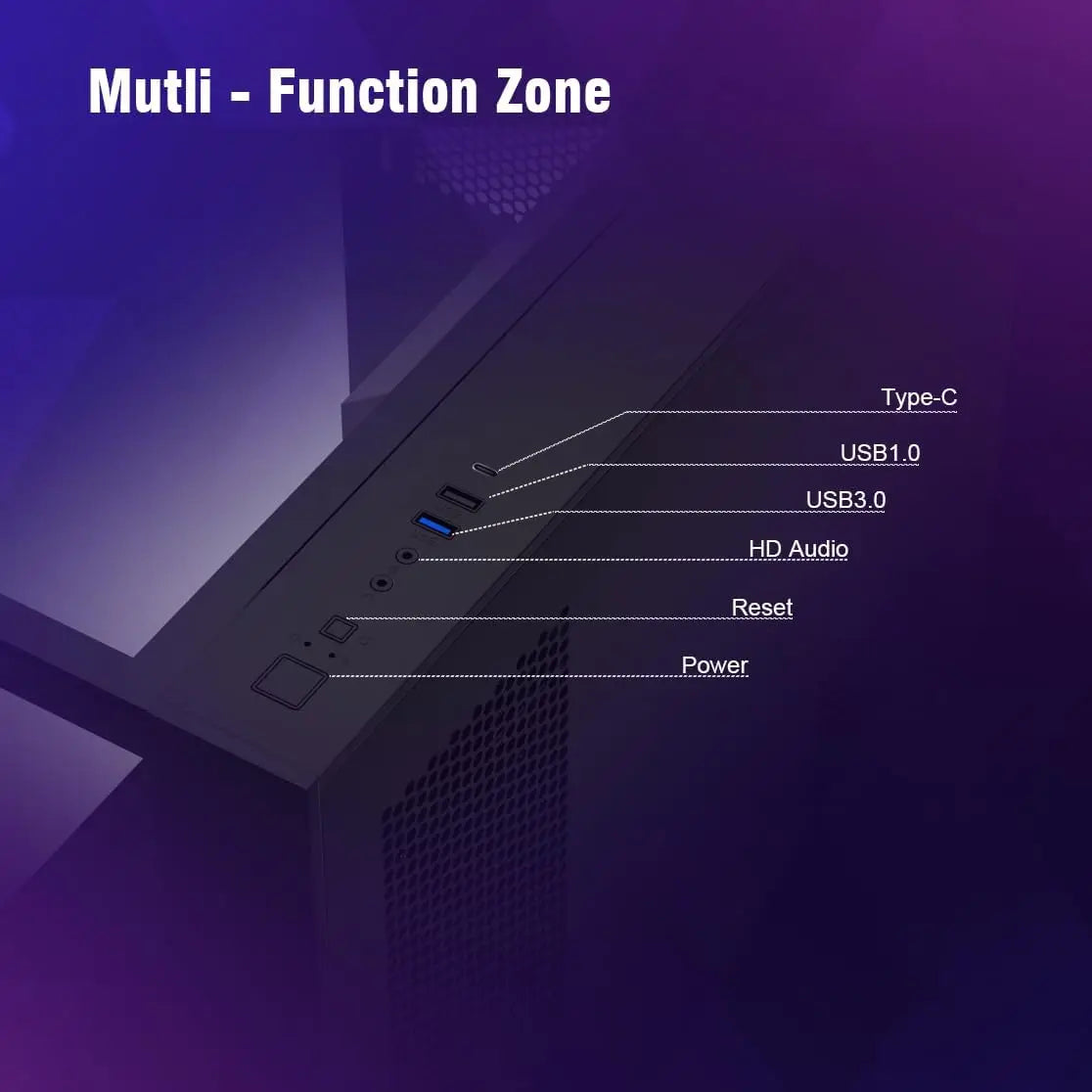Ruix OV403 ATX Mid Tower PC Case with Pre Installed 4 120mm Prism ARGB PWM Fans and Graphics Card Holder Three Sided Tempered Glass