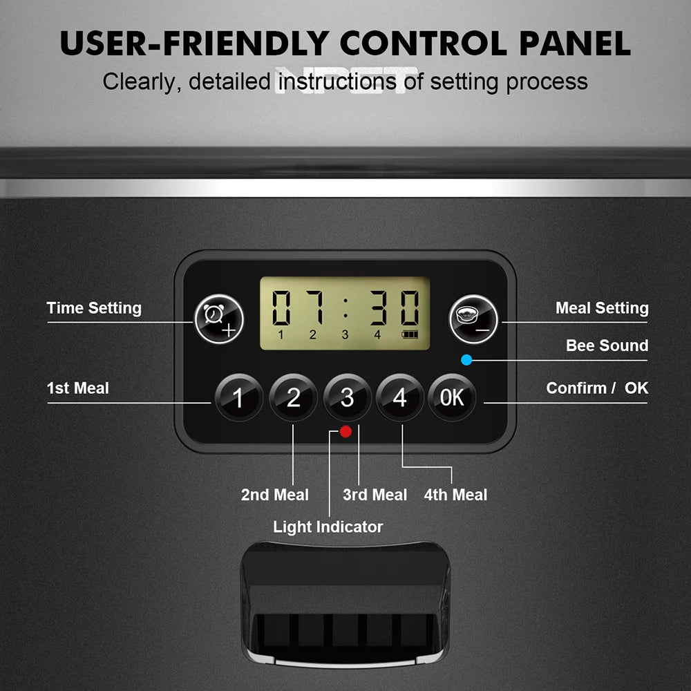 NPET 4L Smart Pet Feeder For Cats Dogs Stainless Bowl