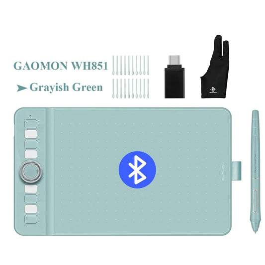 Gaomon WH851 Wireless Graphics Tablet Bluetooth 5.0 Connection 16K Levels Pen Pressure 8x5 Inch Drawing Tablet Android Supported